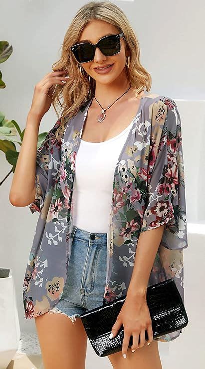 Floral Cardigan Casual Summer Plus Size Tops Kimono Beach Cover Ups