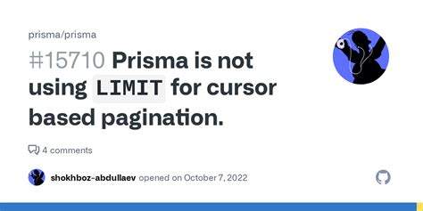 Prisma Is Not Using LIMIT For Cursor Based Pagination Issue 15710