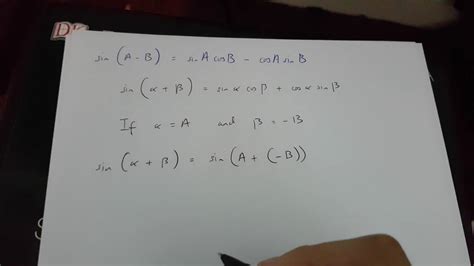 sin(A-B)=sinAcosB-cosAsinB proof - YouTube