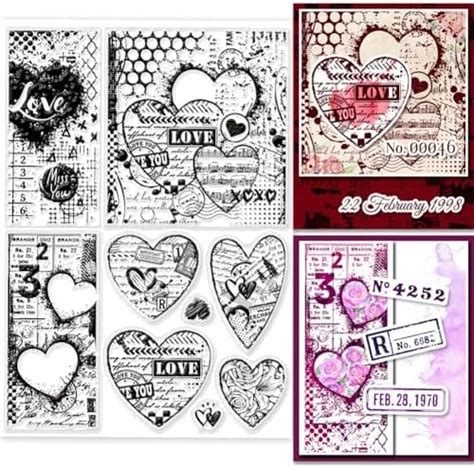 GLOBLELAND Coeur Fond Tampons Clairs Pour Scrapbooking Amour Fond