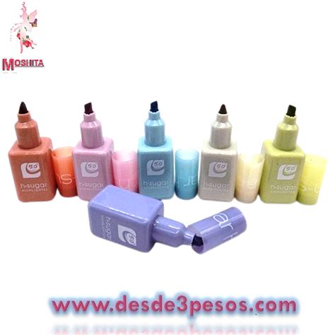 Set De 6 Marcadores Tonos Pastel En Forma De Esmalte 8 X 3cm