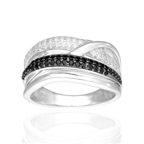 Bague AÉLYS en Argent 925 1000 et Oxyde Blanc et Noir AE BA6OZ0010