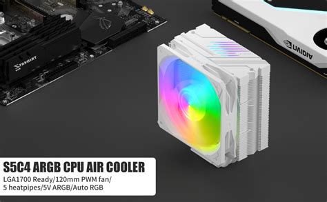 Uphere Weißer Cpu Kühler Mit 5 Heatpipes 120 Mm Pwm Argb Led Lüfter Cpu Prozessorlüfter Für