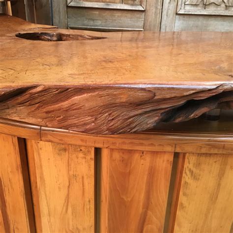 Live Edge Burl Wood Curved Bar At 1stdibs Curved Wood Bar Burl Wood For Sale Curved Bar Ideas