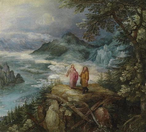 Mountain Landscape With The Temptation Of Christ Painting By Jan