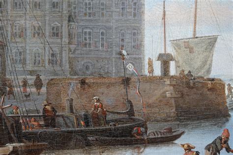 Jacobus Storck - Amsterdam Harbour Scene with Figures Dutch 17th ...