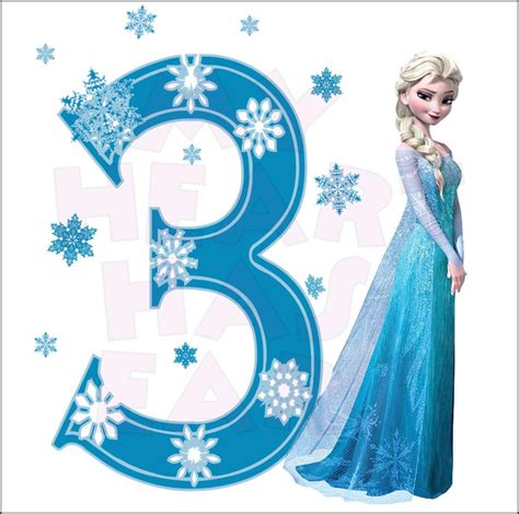 Disneys Frozen Elsa Birthday With Number 3 Instant Download Digital