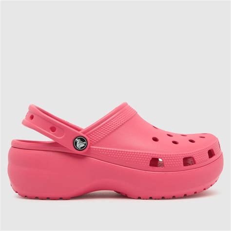 Womens Pink Crocs Classic Platform Clog Sandals Schuh