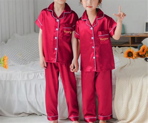 Kids Satin Pajamas Boy Girl Pjs Customized Pajamas For Kids Etsy