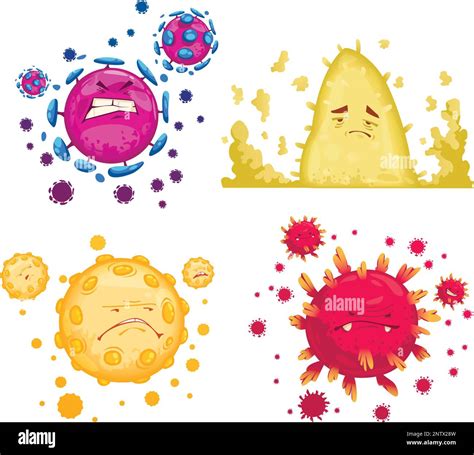 Bacteria And Virus Compositions Set With Microbes Symbols Flat Isolated