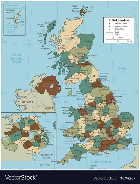 united kingdom map  selectable territories vector image