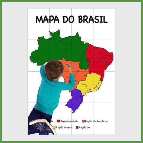 Mapa Do Brasil Gigante Para Imprimir Montar E Colorir