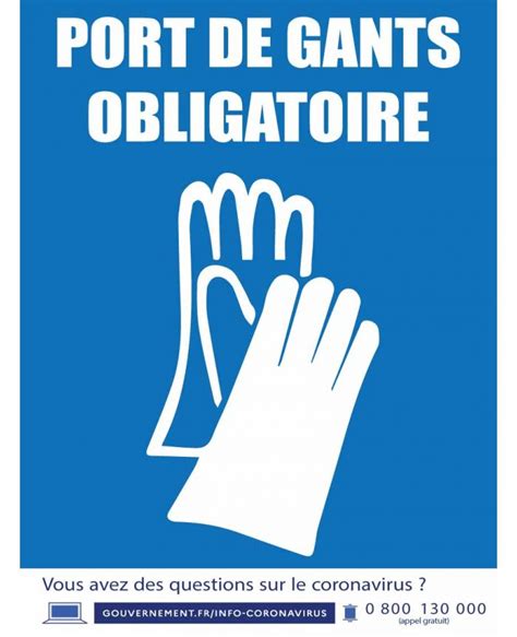 Affiche Port De Gants Obligatoire Coronavirus 30 X 40 Cm Affiches