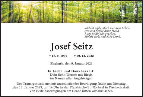 Traueranzeigen Von Josef Seitz Augsburger Allgemeine Zeitung