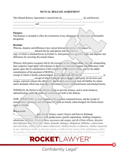 Free Mutual Release Agreement Template Rocket Lawyer