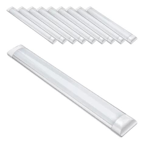 Kit Luminaria Tubular Led Sobrepor Slim W Cm Calha Cor Branco