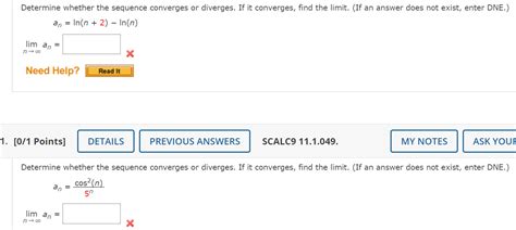 Solved Determine Whether The Sequence Converges Or Diverges Chegg