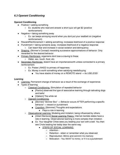 Chapter Psy Class Notes Operant Conditioning Operant