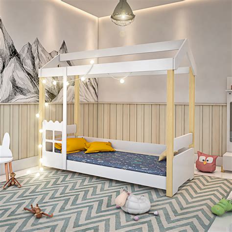 Cama De Criança Infantil Montessoriana Solteiro Led Laura Grade