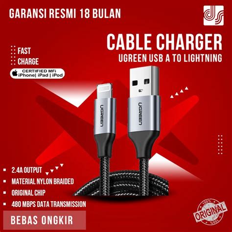 Jual UGREEN Kabel Charger IPhone USB A To Lightning Fast Charging PD