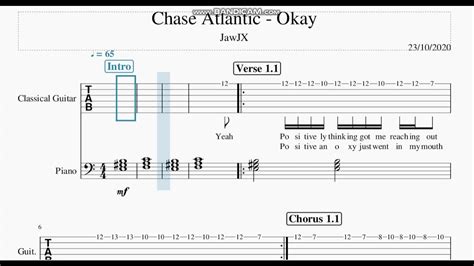 Chase Atlantic Okay Guitar Tabs Sheet Music Youtube