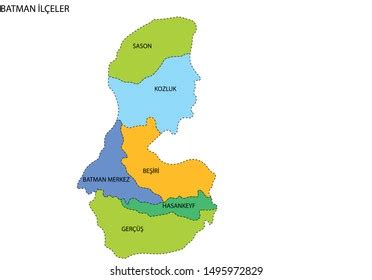 Turkey Batman District Map Vector Stock Vector (Royalty Free) 1495972820 | Shutterstock