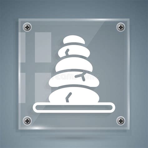 White Stack Hot Stones Icon Isolated On Grey Background Spa Salon Accessory Square Glass