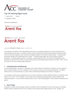 Fillable Online Top Ten Naming Rights Issues Fax Email Print Pdffiller