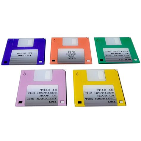 Old School Floppy Discs Glass Coaster Set Of 6 RetroFestive Ca