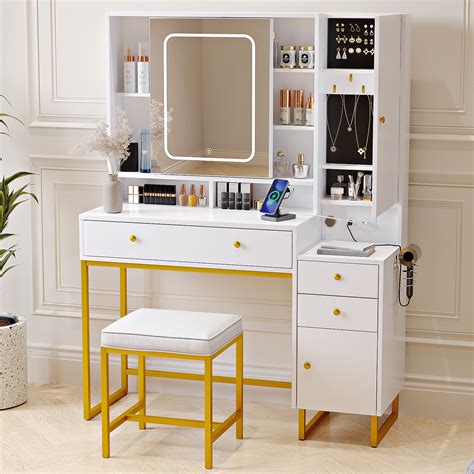 Vanity Set with Lighted Mirror, VIPLIVE Vanity Desk with Stool Family ...