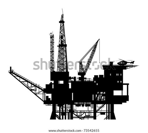 Oil Drilling Rig Silhouette Vector Illustration Stock Vector Royalty