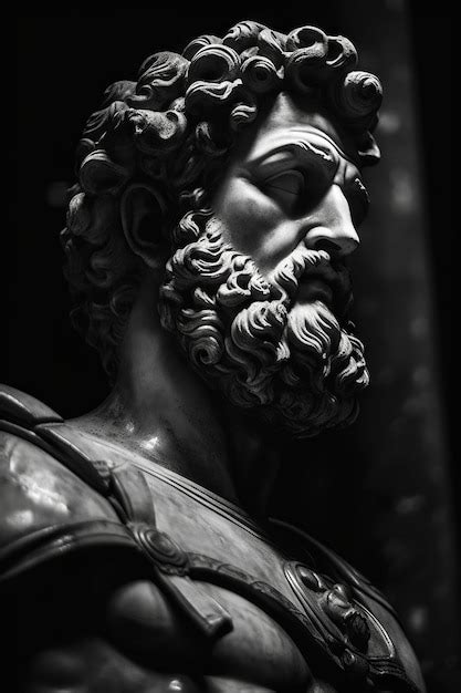 Premium AI Image Macro Shot Of Marcus Aurelius Statue Stoic Black And