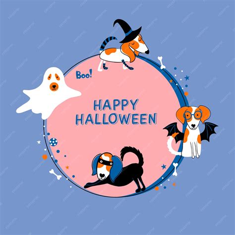 Premium Vector | Happy halloween. cute print with dogs, great design for halloween party.