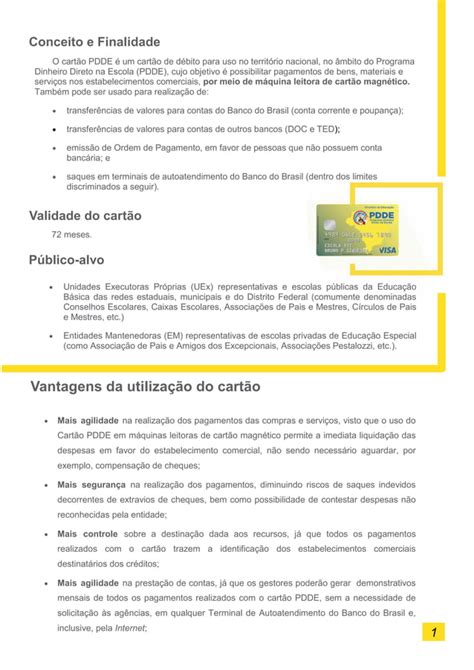 Cartilha Orientaes Para O Uso Do Carto Pdde Pdf