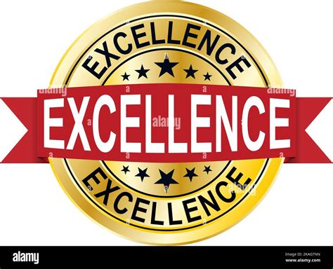 Excellence D Gold Badge With Red Ribbon Vector Stock Vector Image