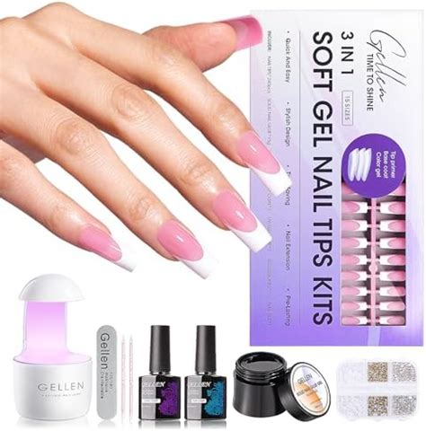 Amazon Gellen Pink Press On Nails Kit Long Square French Tips