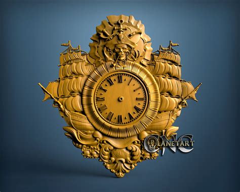 Pirate Clock 3d Stl Model 1224 Cnc Planet Art