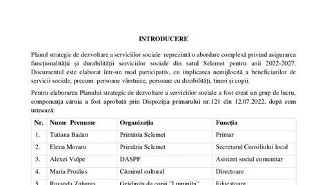 Proiect Plan Strategic De Dezvoltare A Serviciilor Sociale N Satul