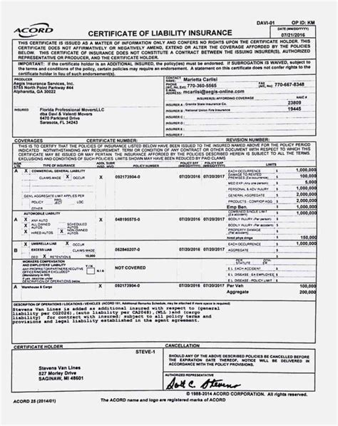 Acord Insurance Certificate Template Cardtemplate My Id