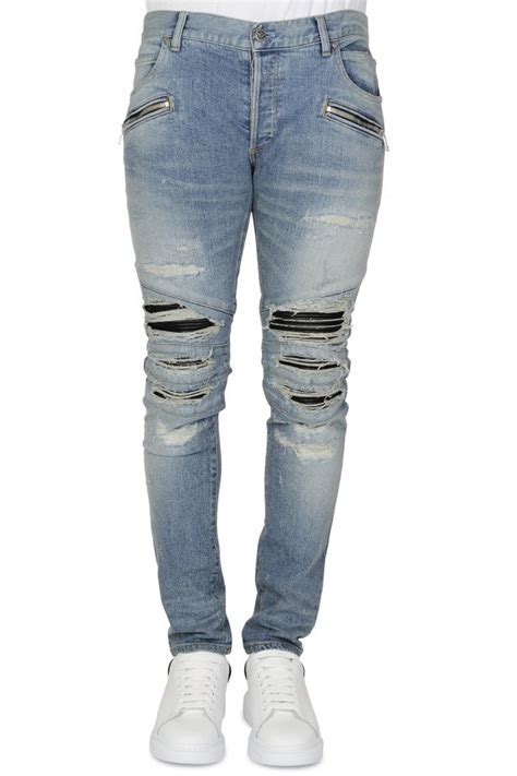 Balmain Distressed Denim Jeans Clothing From Circle Fashion Uk