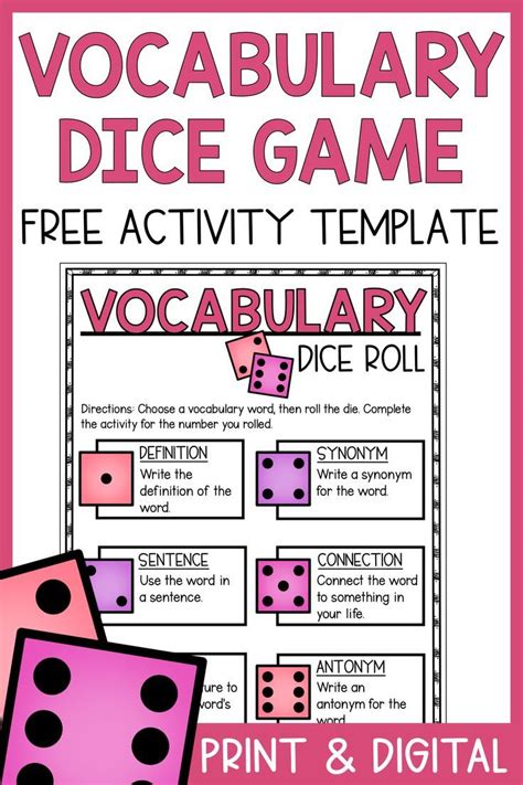 Free Vocabulary Dice Game Template Worksheets Library