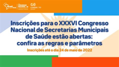 Inscrições para o XXXVI Congresso Nacional de Secretarias Municipais de