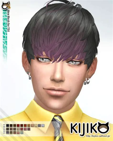 Kijiko Sims: Short Hair With Heavy Bangs for him - Sims 4 Hairs