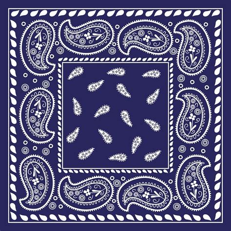 Premium Vector Paisley Bandana Blue Scarf Print Illustration