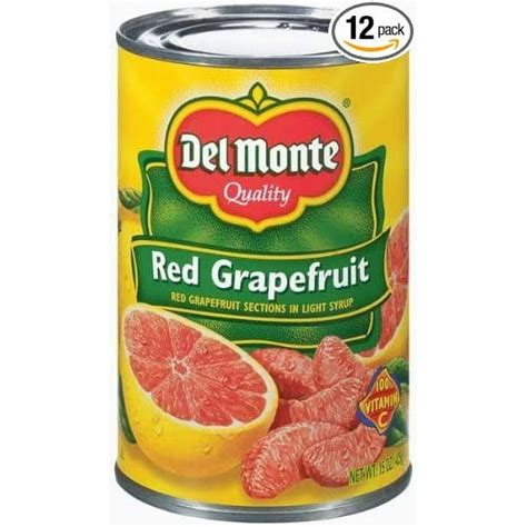 12 Pack Del Monte Red Grapefruit In Extra Light Syrup 7 Oz