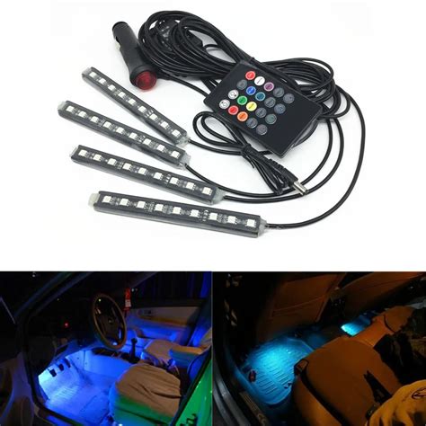 Buy 4pcs Car Rgb Led Strip Light 16 Colors Car