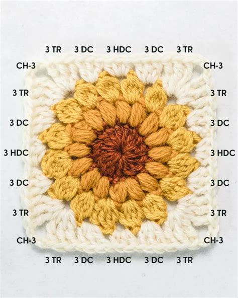 Crochet Sunburst Granny Square Sunflower Granny Square Tutorial