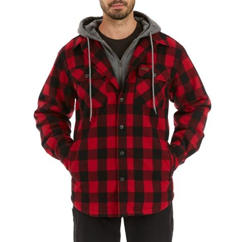 Smiths Workwear Sherpa Lined Hooded Flannel Shirt Jacket