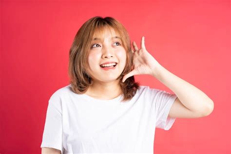 Premium Photo Young Asian Girl With Cheerful Gestures And Expressions