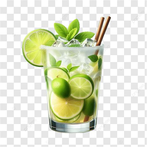 Mojito De Lima Y Menta En Un Vaso Alto Con Pajita Png Dibujos Mojito